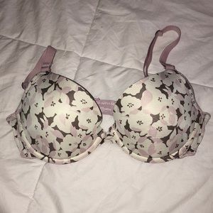 Pink&Brown Floral Push-up Bra